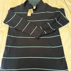 J. Jill Black and Green Reversible Turtleneck